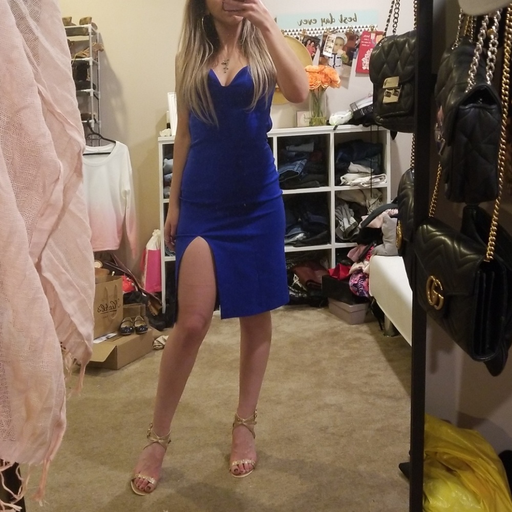 blue dress with slit